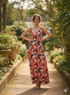 Sunset Leaves  Maxi Dress