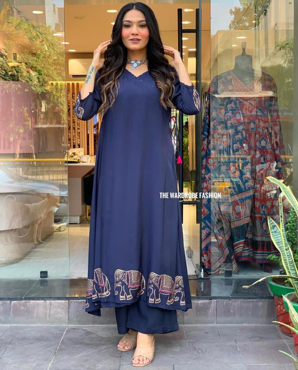 Royal Elephant Embroidered Kurta Set