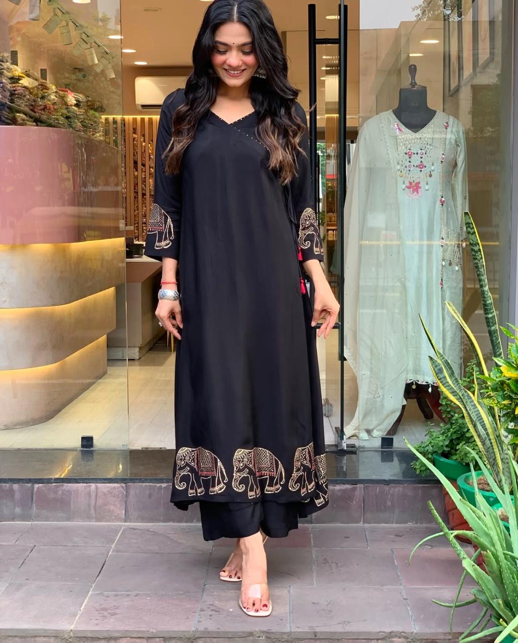 Royal Elephant Embroidered Kurta Set
