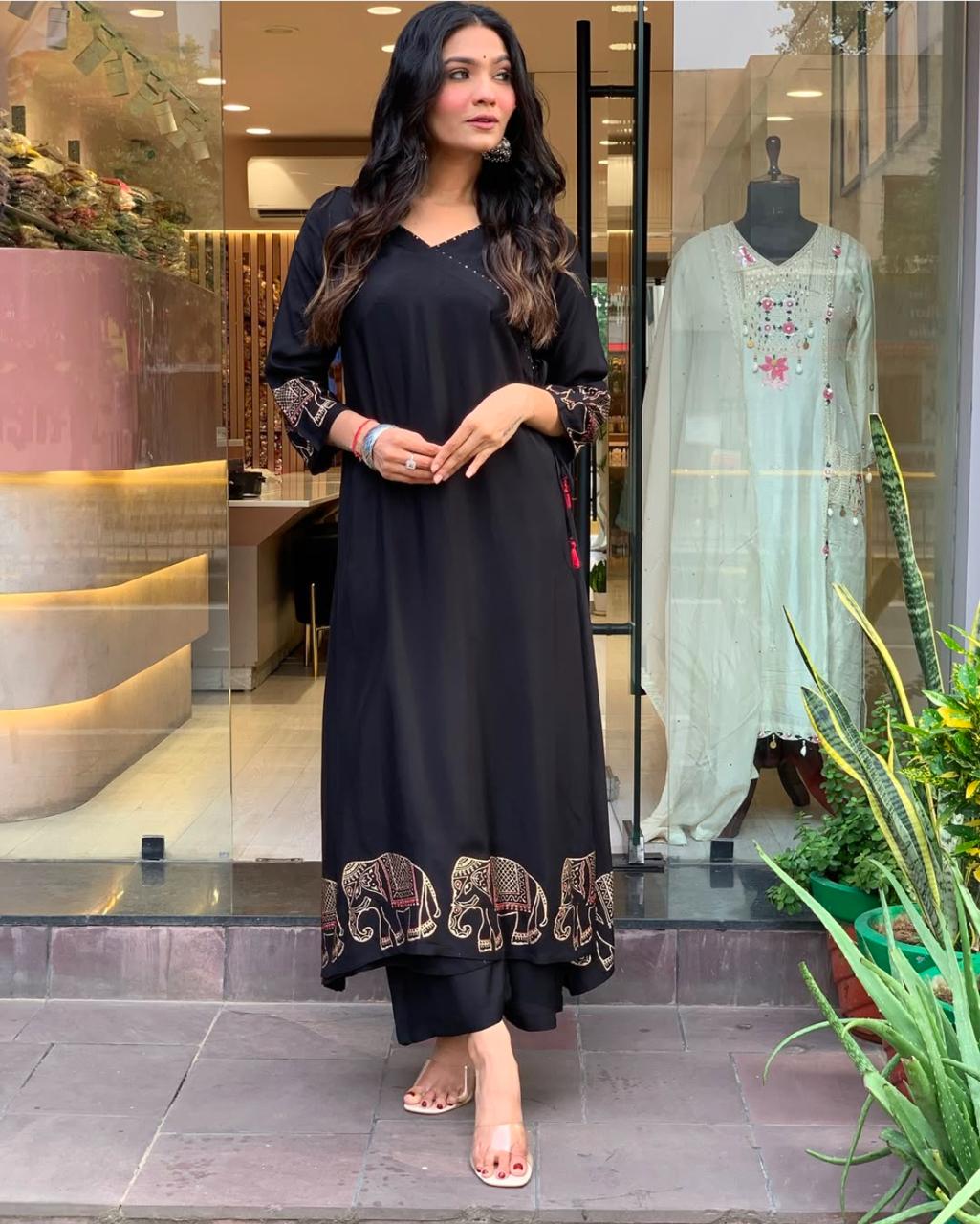 Royal Elephant Embroidered Kurta Set