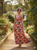 Sunset Leaves  Maxi Dress